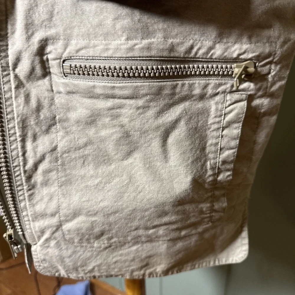 Vintage Banana Republic Cargo Zip Vest Jacket Mens Medium Safari Hooded Travel